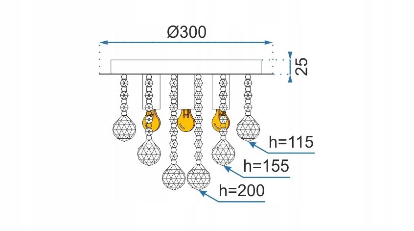 TOOLIGHT taklampa 392179 30CM Transparent 30x30x30cm