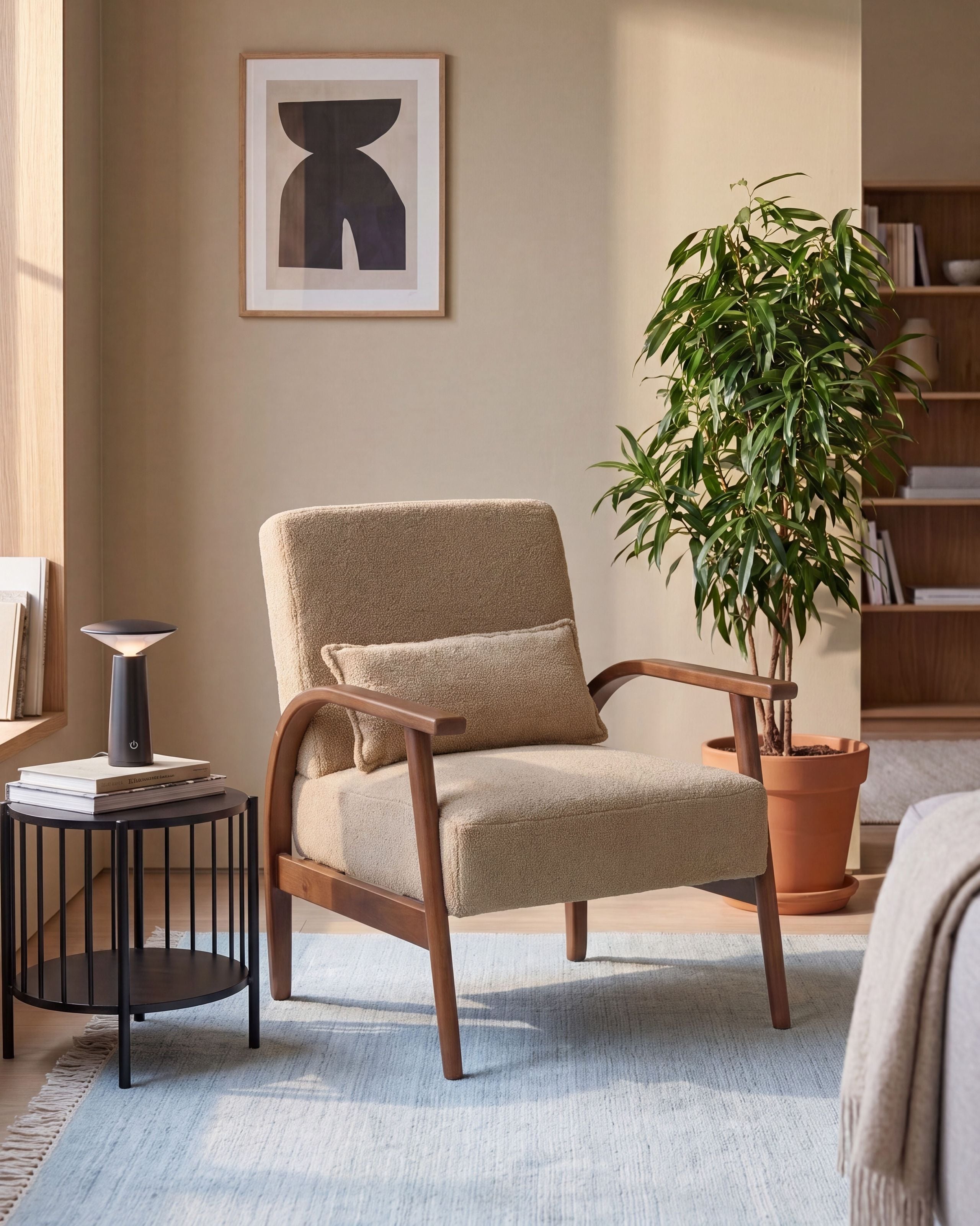Fåtölj SKARA Bouclé Beige