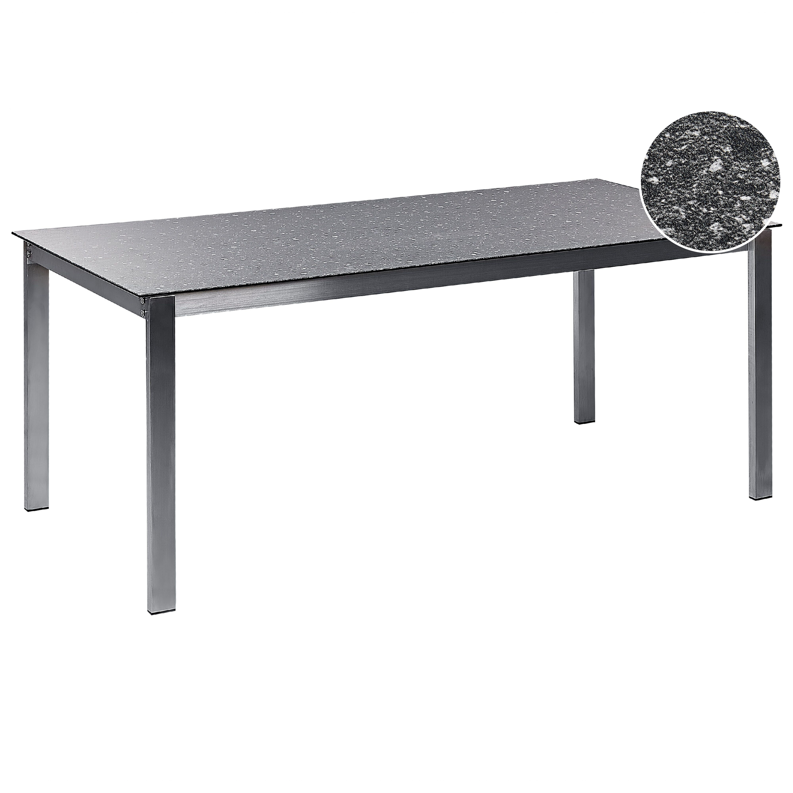 Trädgårdsmatbord COSOLETO 180 cm 90 cm Glas Svart