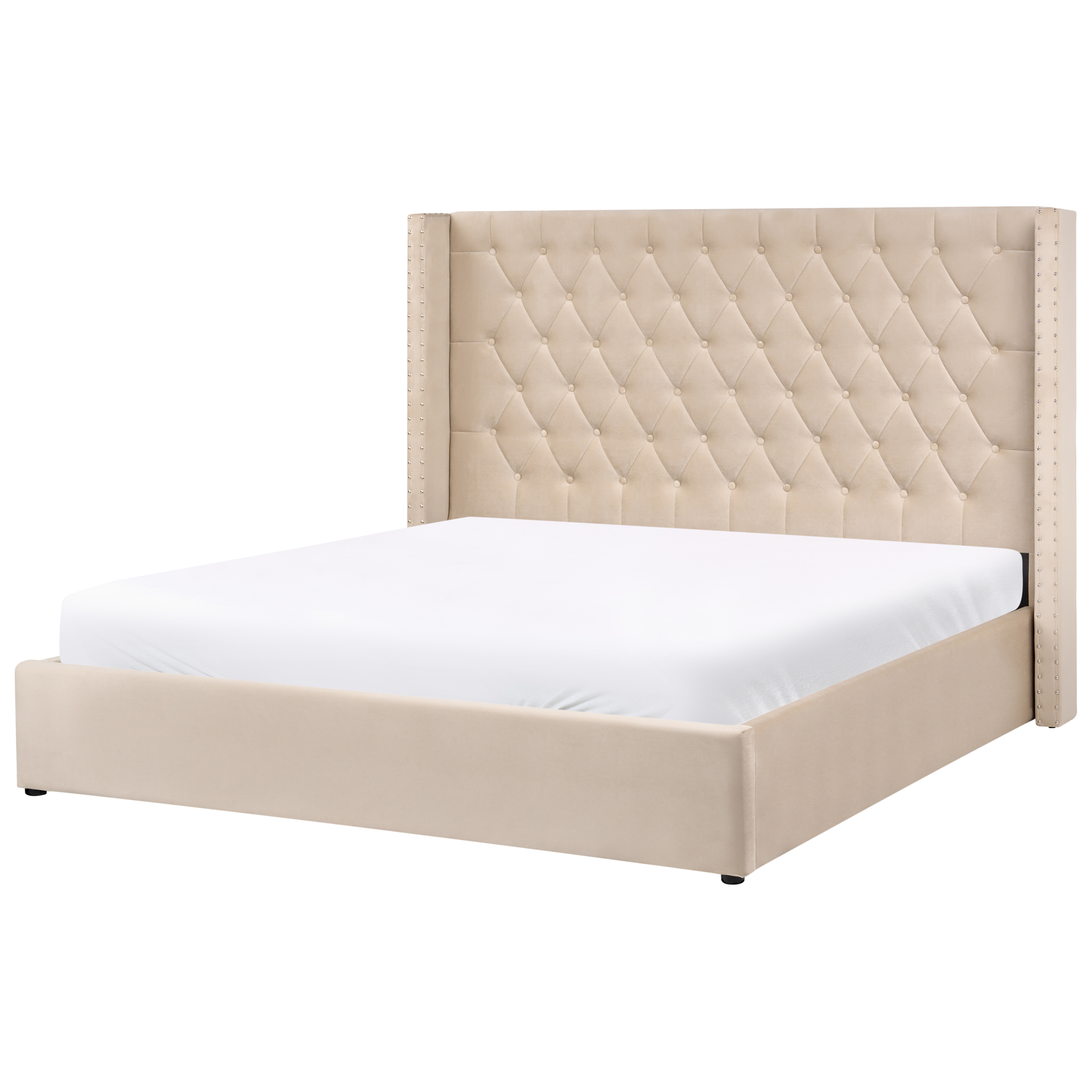 Säng med förvaring LUBBON Sammet Beige 180 x 200 cm