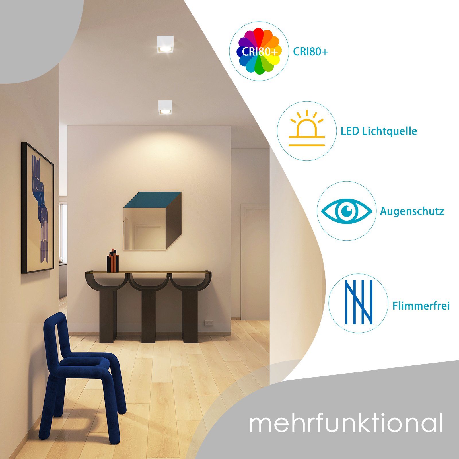 NETTLIFE LED - fyrkantig taklampa, varmvit, dimbar