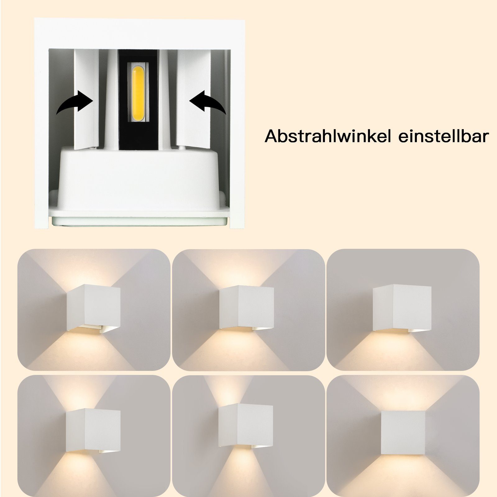 NETTLIFE Vägglampa för inomhusbruk - Uppåt/Nedåt, Vägglampa för utomhusbruk, Svart, LED-vägglampa för utomhusbruk, 5W, IP65, Varmvit