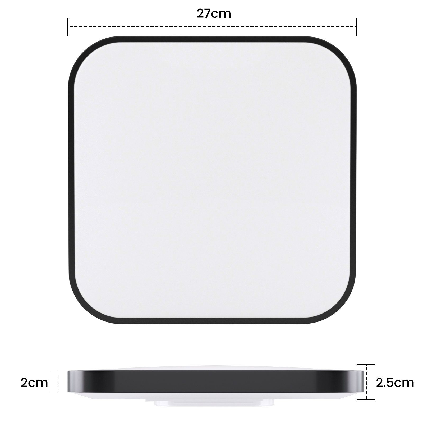 NETTLIFE LED - taklampa, platt, 27 cm kök, lampa, svart, varmvit, 19W, fyrkantig, sovrum Badrum, lampa, IP44