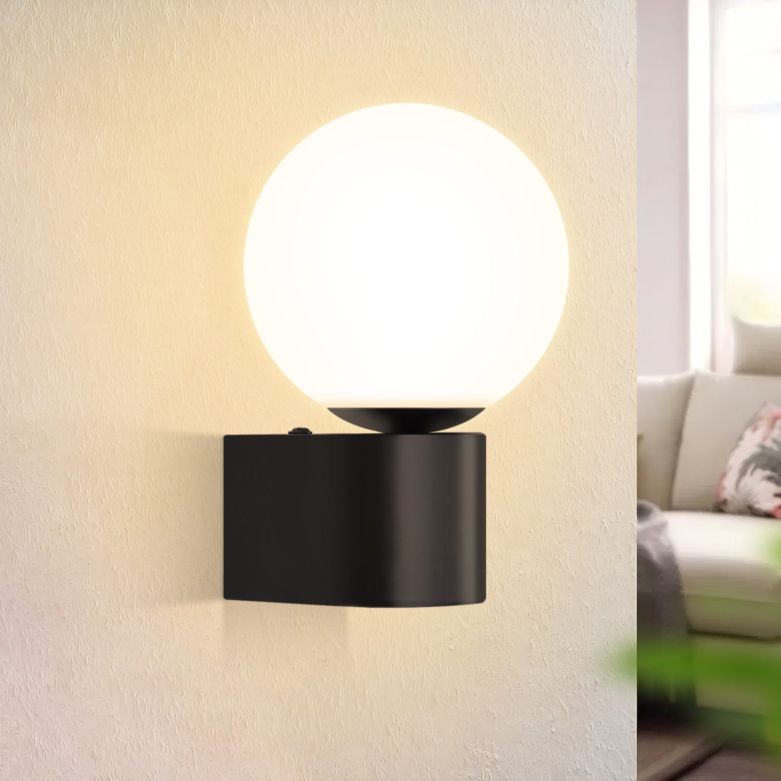 NETTLIFE Modern, vardagsrum, vägglampa, inomhusvägglampa, svart och vit, G9-sockel, max.
