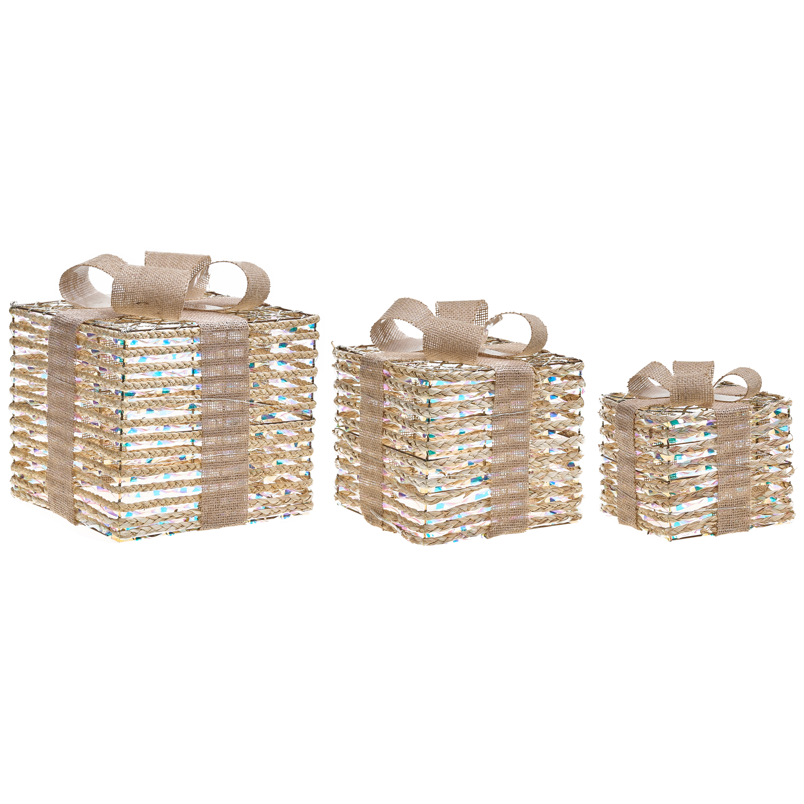 Set med 3 juldekorationer LED MOSSO 20/25/30 cm Julklappar Beige