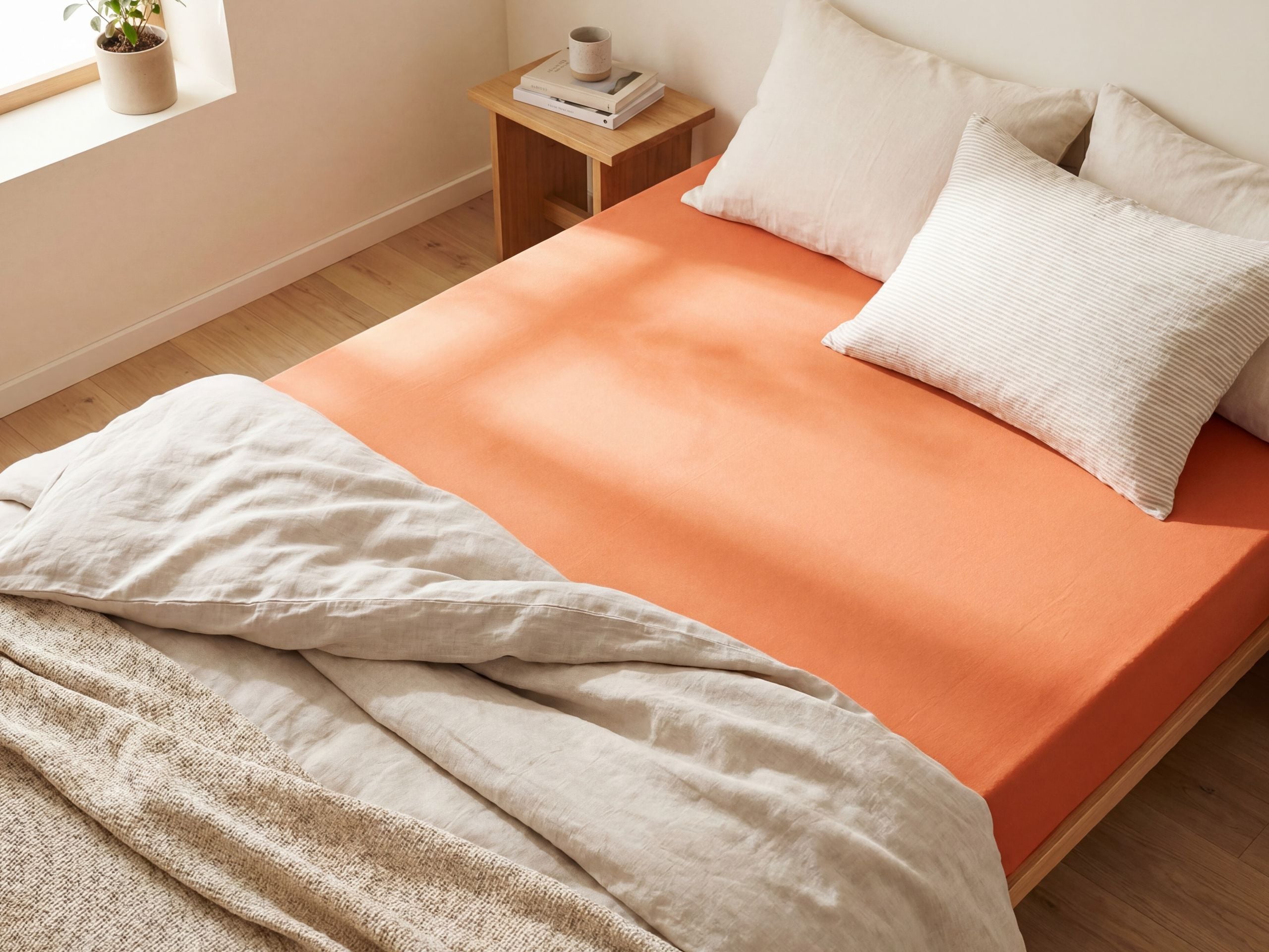 Dra-på-lakan JANBU 90 x 200 cm Bomull Orange