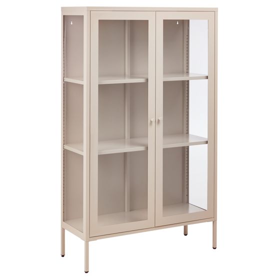 Vitrinskåp i glas NASH 90 cm Metall Beige