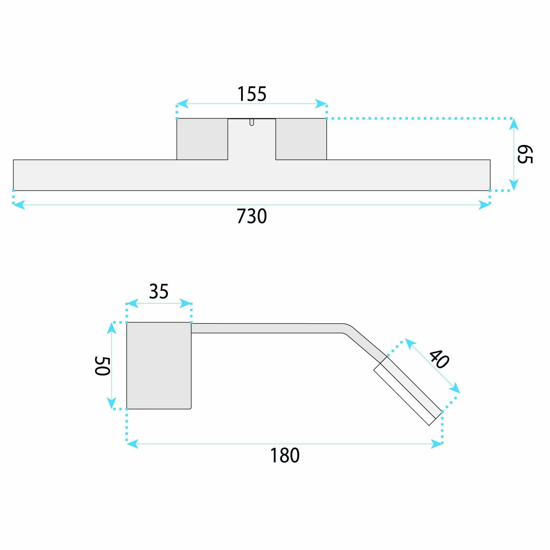 TOOLIGHT vägglampa SWE003-1W 73cm LED Krom 73x18x6,5cm