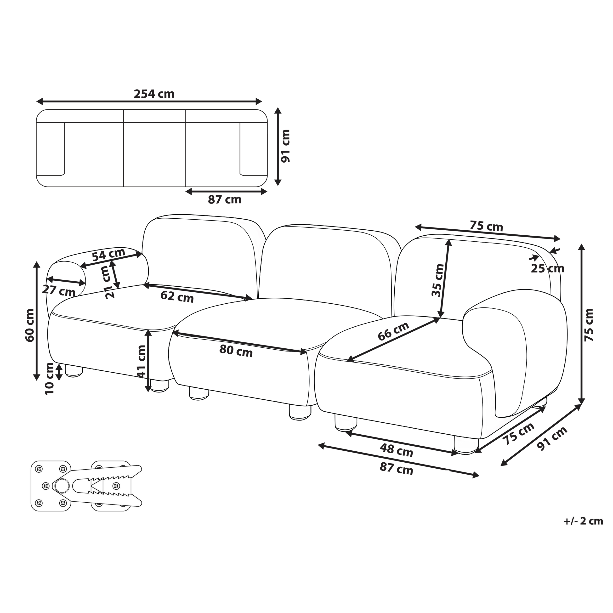 Modulsoffa 3-sits AMLI Bouclé Off-White