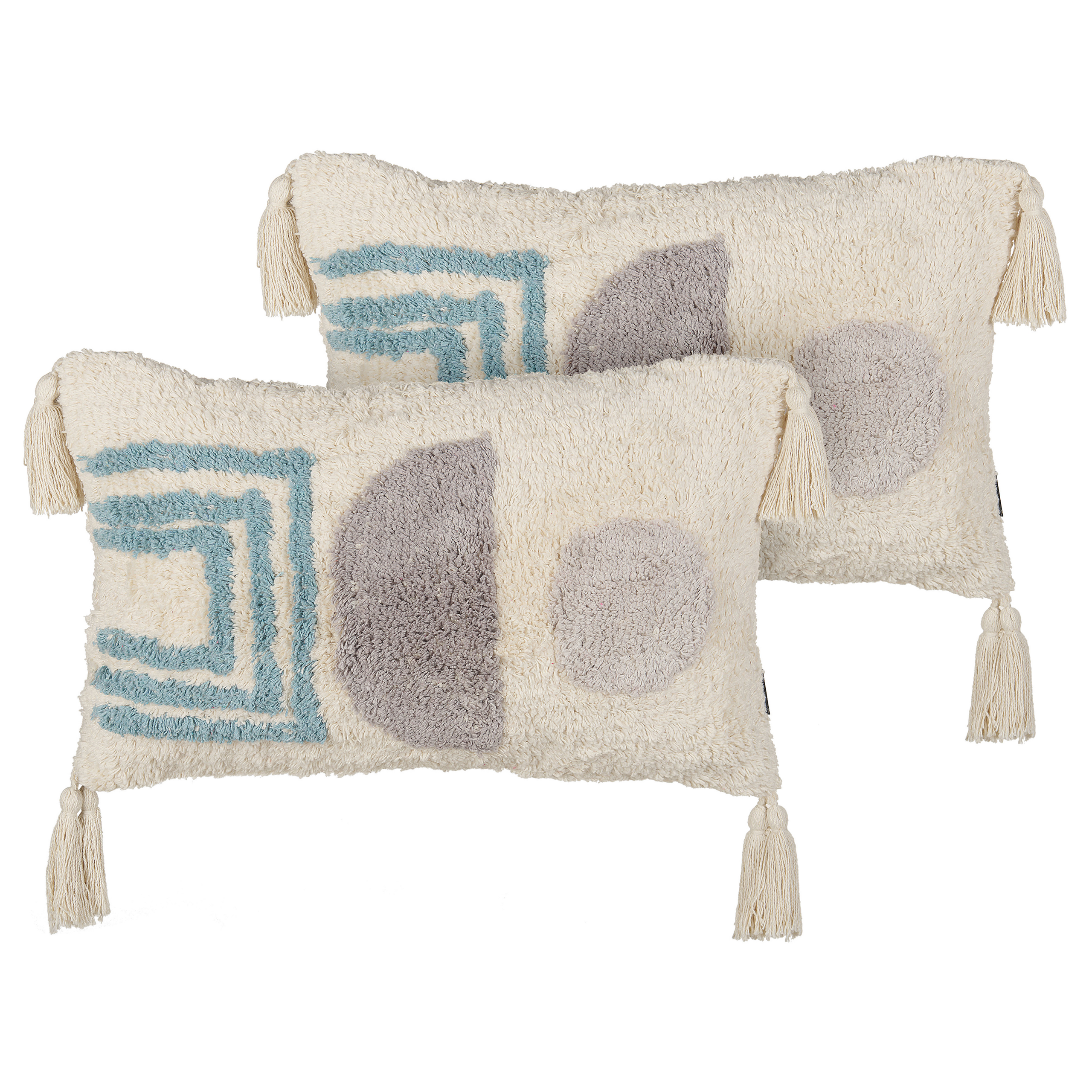 Set med 2 prydnadskuddar CASSIOPE 30 x 50 cm Bomull Vit Geometriskt tryck