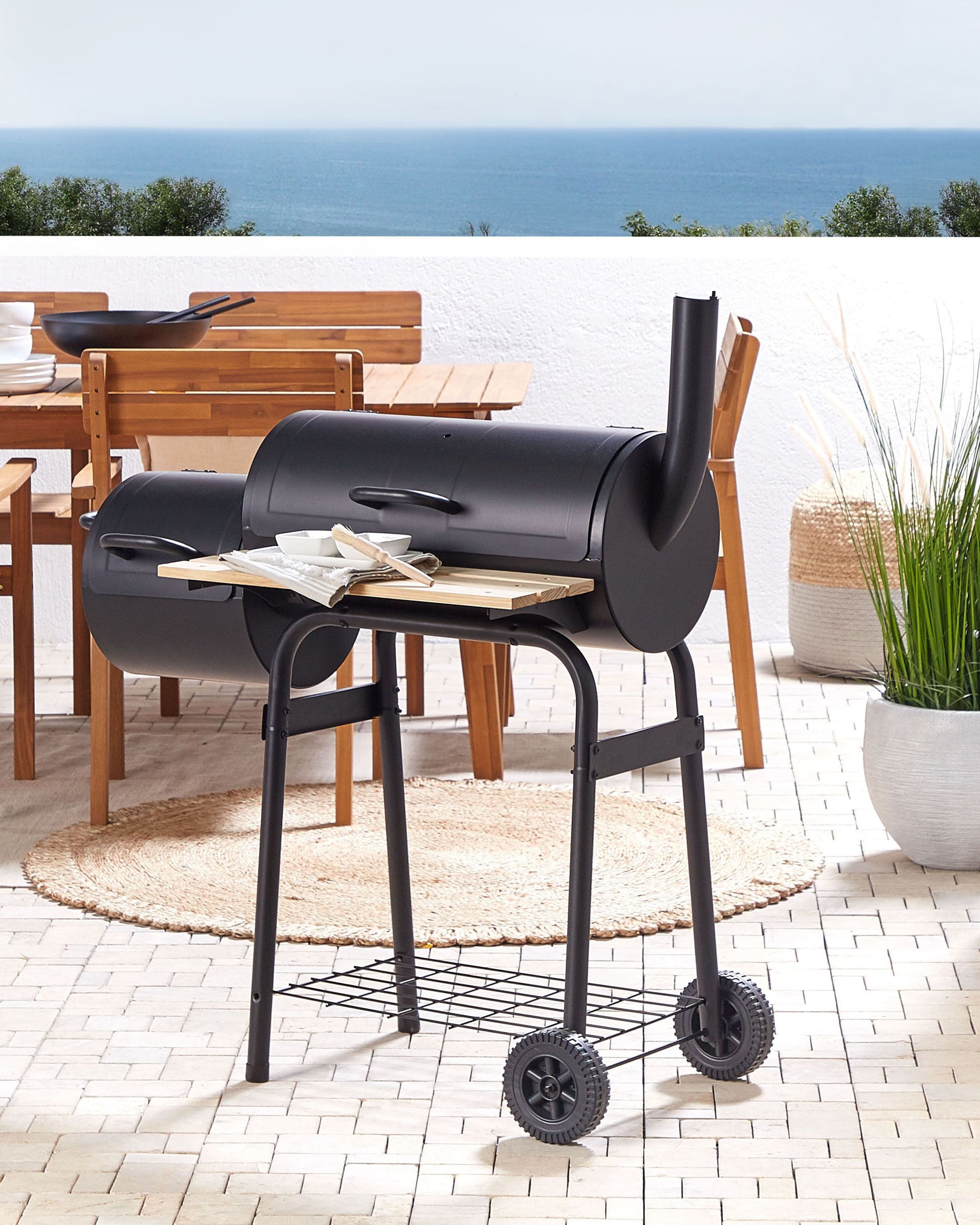 Kolgrill SATAH med rökugn Metall Svart