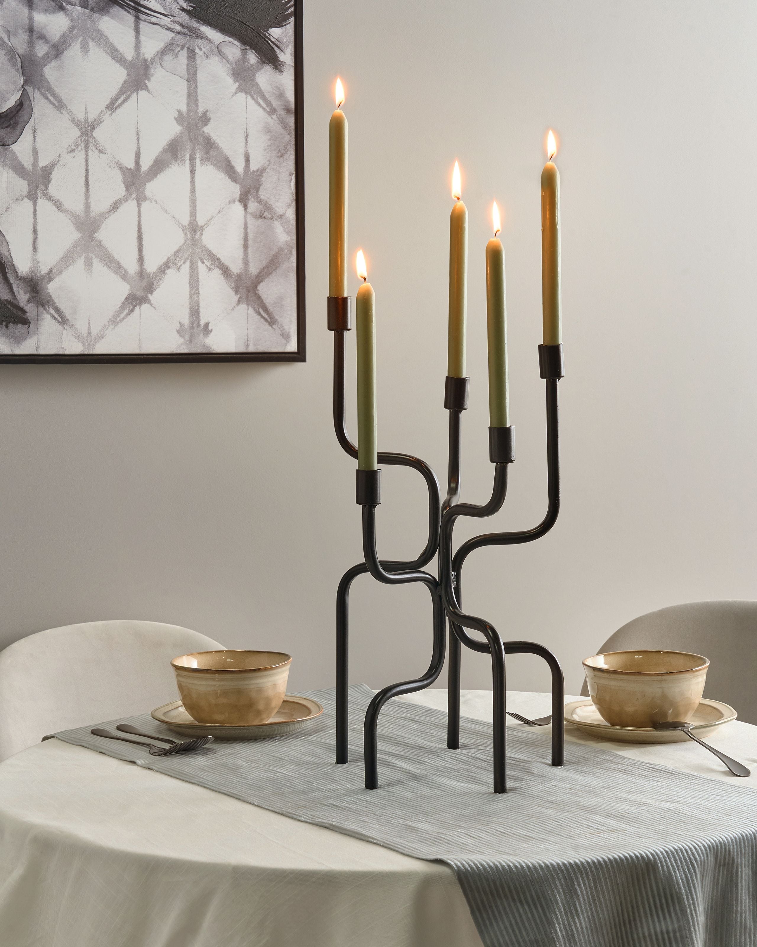 Ljusstake PORRTELA 50 cm Metall Svart