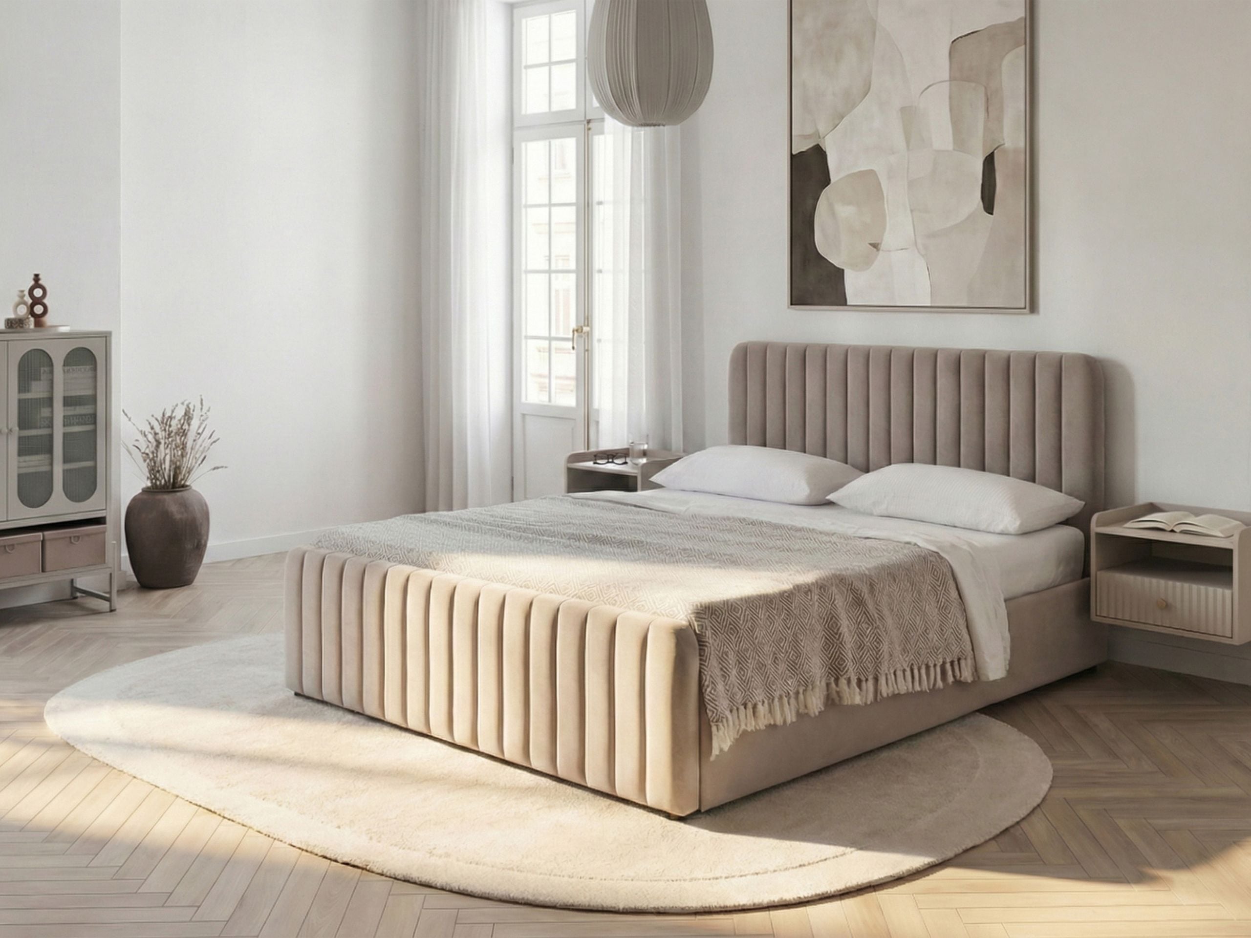 Säng med förvaring LUNAN Taupe 160 x 200 cm