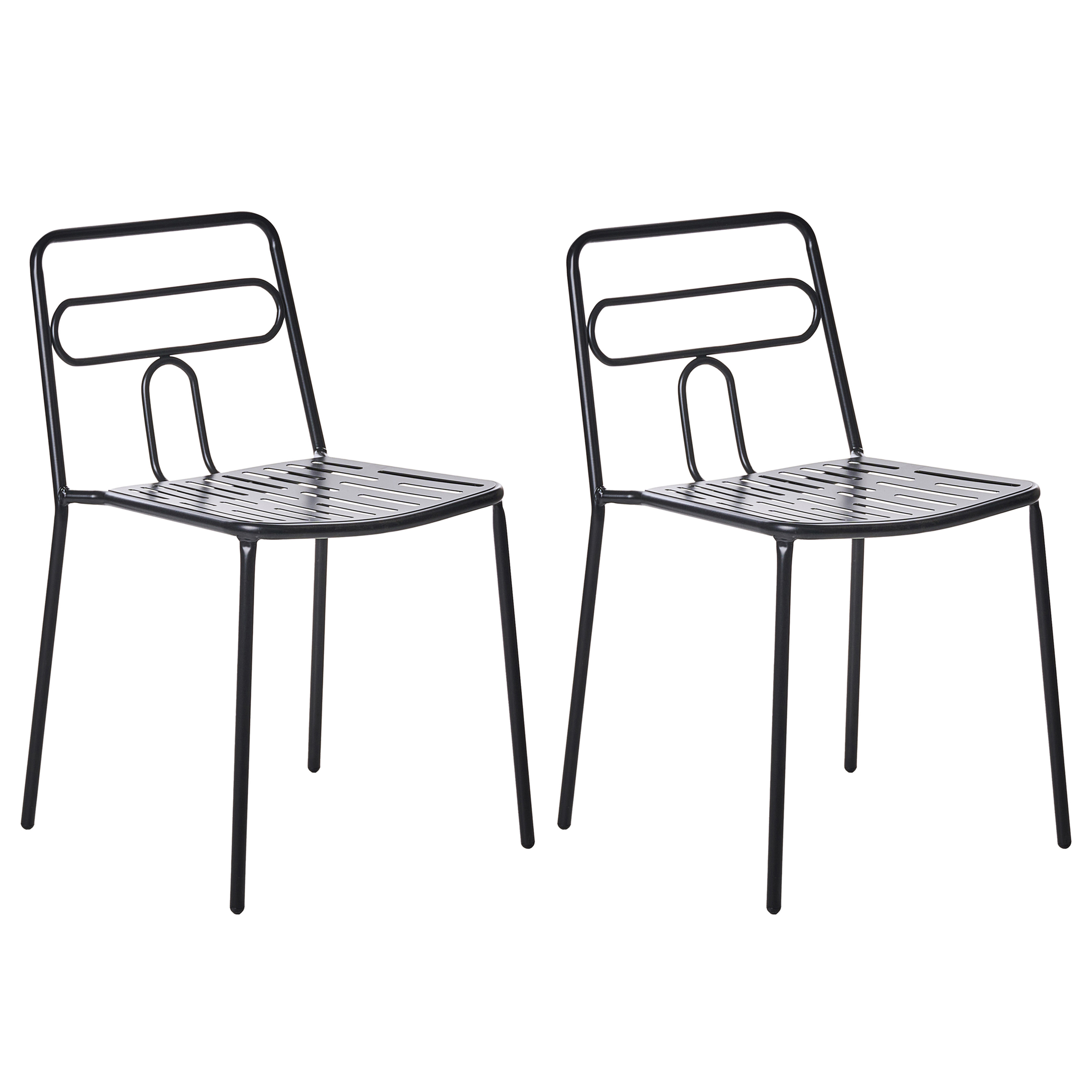 Set med 2 trädgårdsstolar AGEROLA Metall Svart