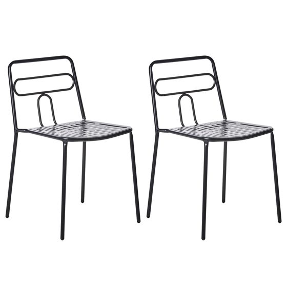 Set med 2 trädgårdsstolar AGEROLA Metall Svart
