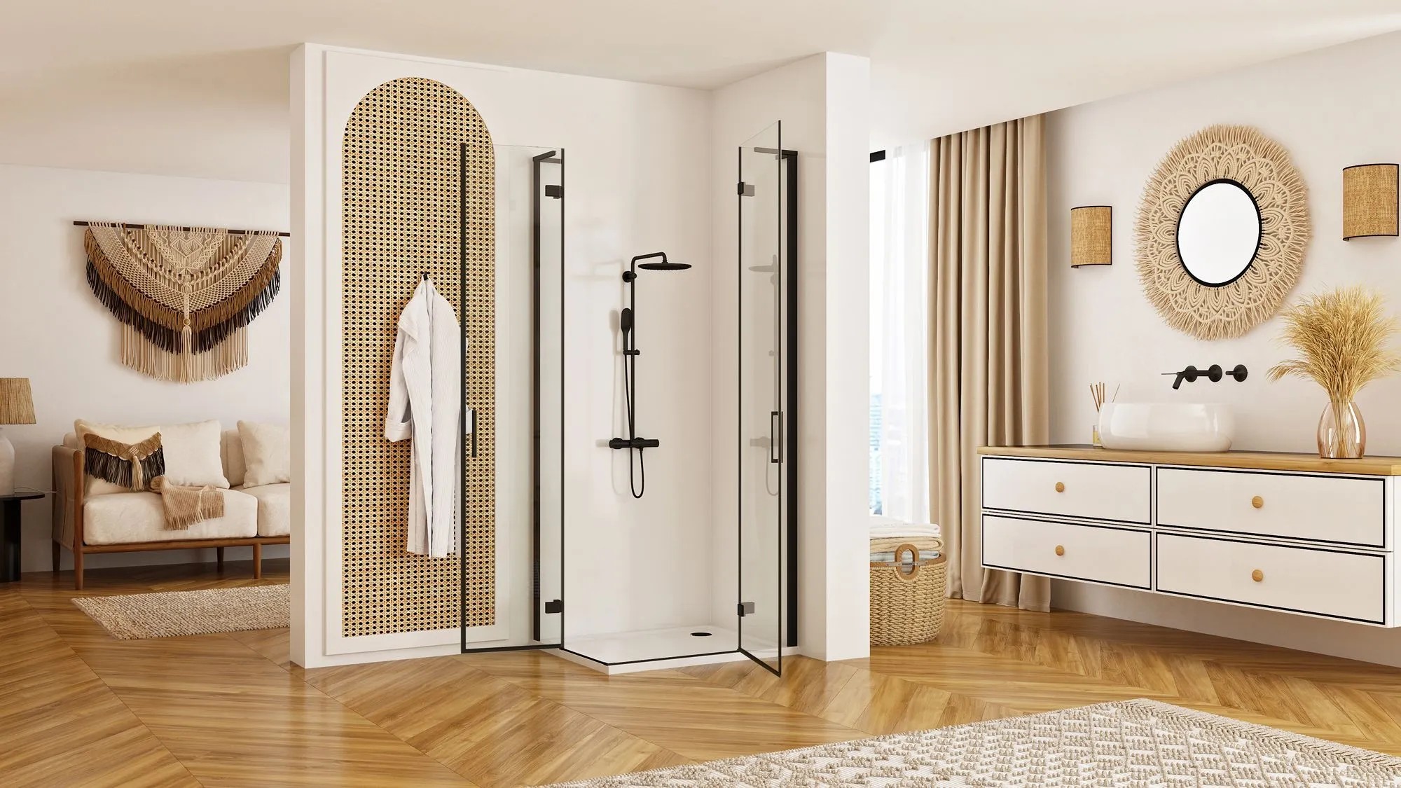 REA Duschkabin HUGO 80x90 Svart, 80x90x200,5cm