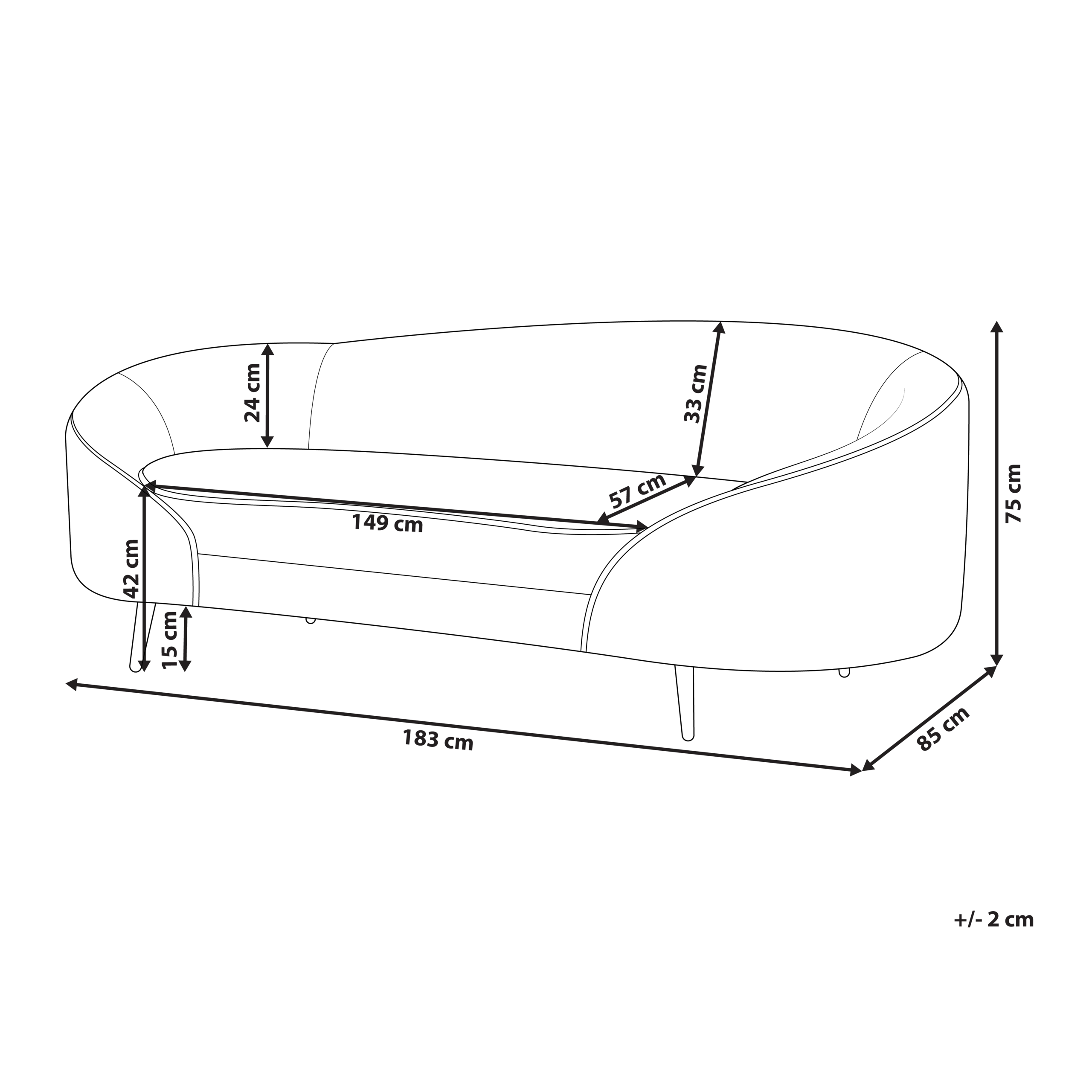 Soffa 2-sits SAVAR Bouclé Vit