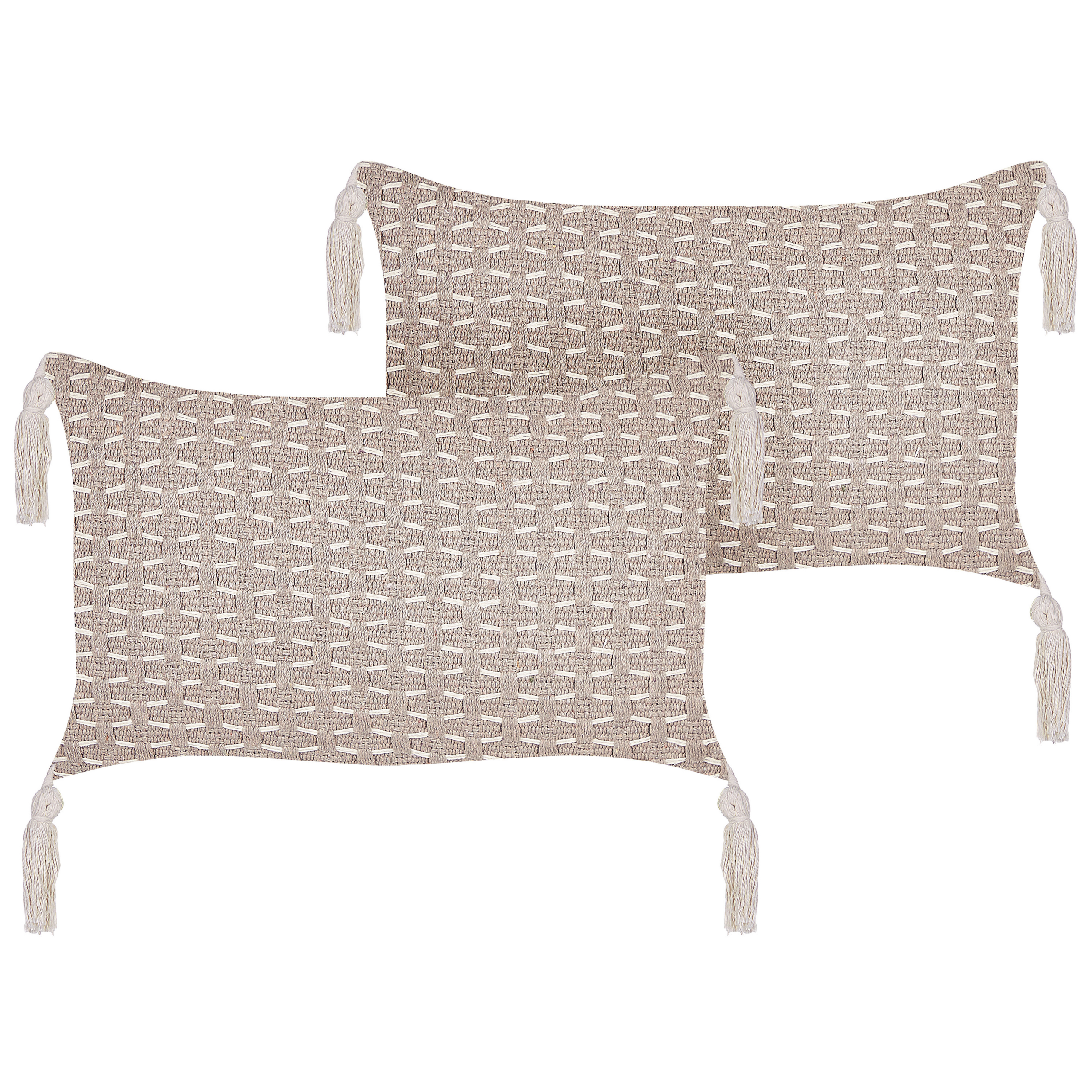 Set med 2 prydnadskuddar HAKONE 45 x 25 cm Taupe Geometriskt tryck