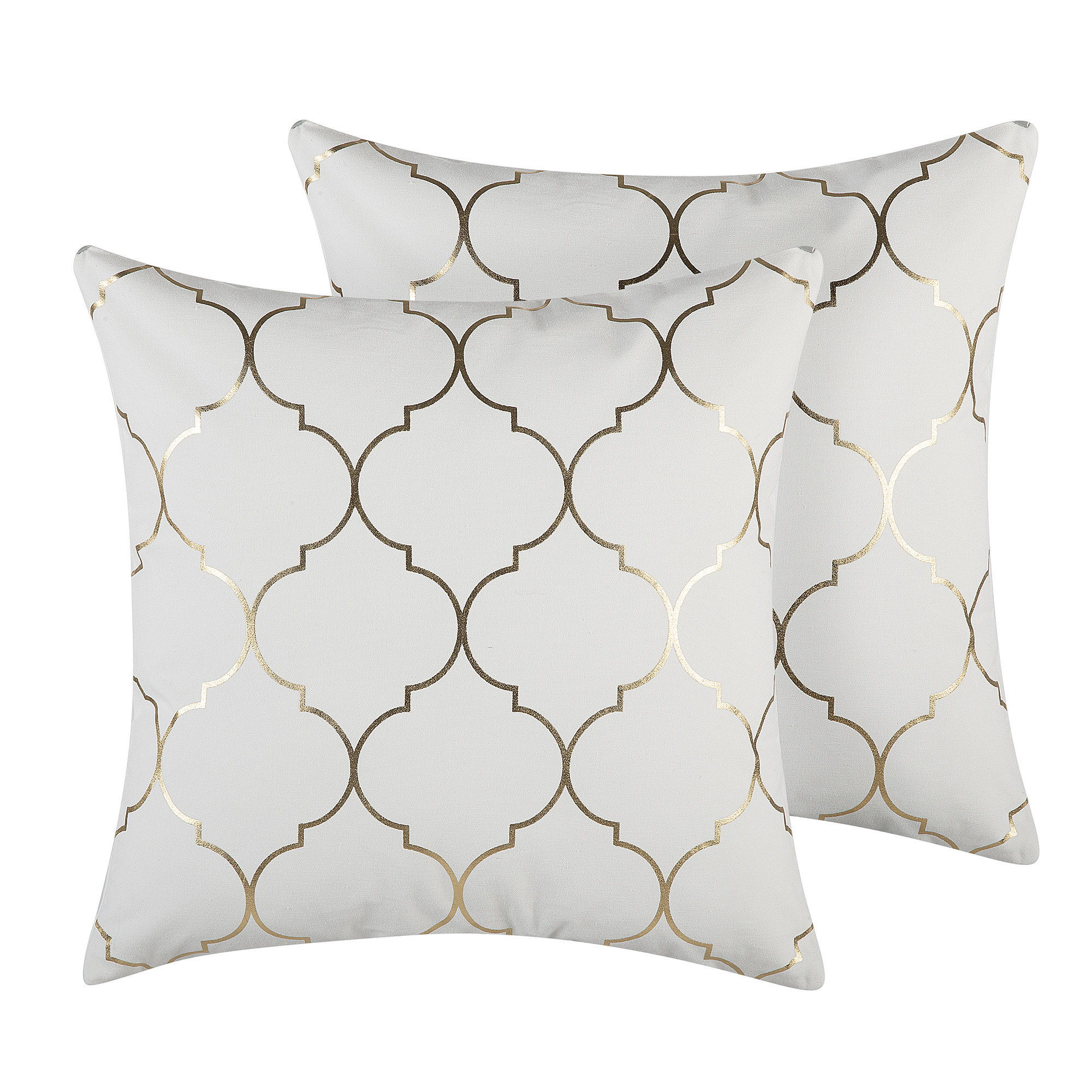 Set med 2 prydnadskuddar ALYSSUM 45 x 45 cm Bomull Vit Trellismönster