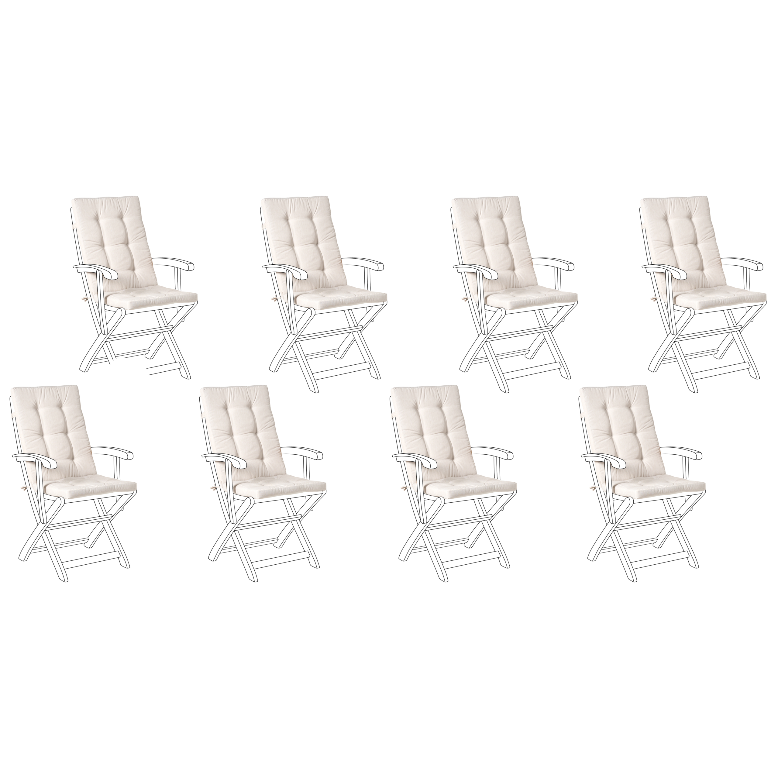 Set med 8 rygg-/sittdynor MAUI PREMIUM Ljusbeige