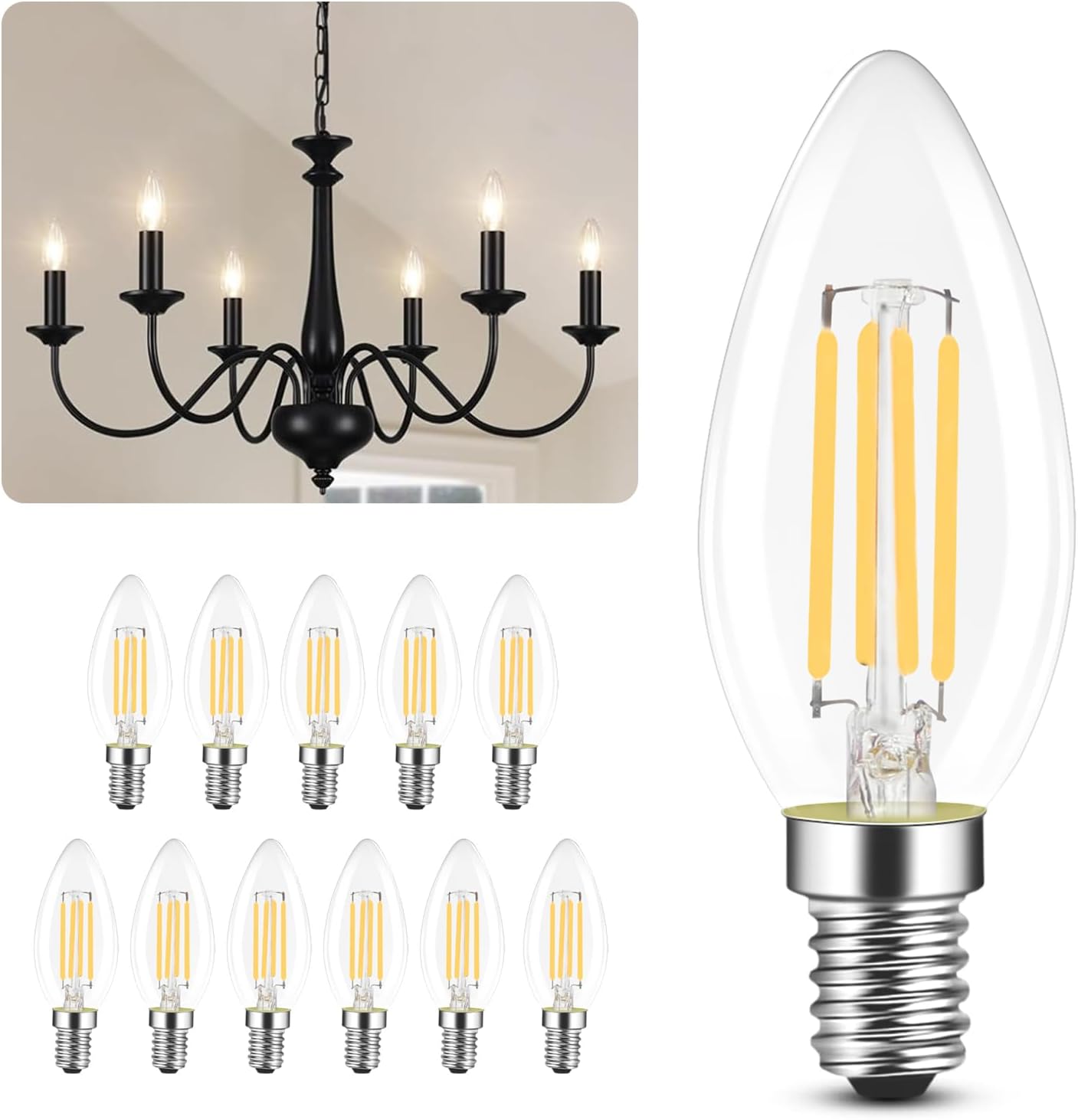 NETTLIFE E14 LED-lampa, lågenergilampa, 12 st, 4 W 2700 K, varmvit lampa