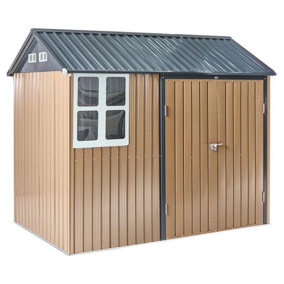 Trädgårdsskjul NOCCIANO 248 cm 161 cm Metall Brun