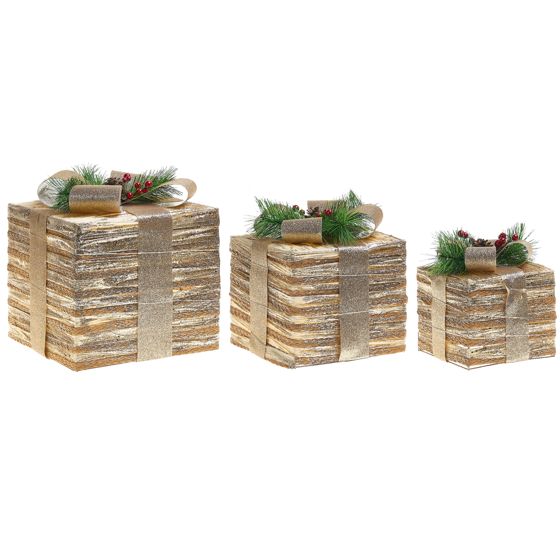 Set med 3 juldekorationer LED TOFTE 20/25/30 cm Julklappar Guld