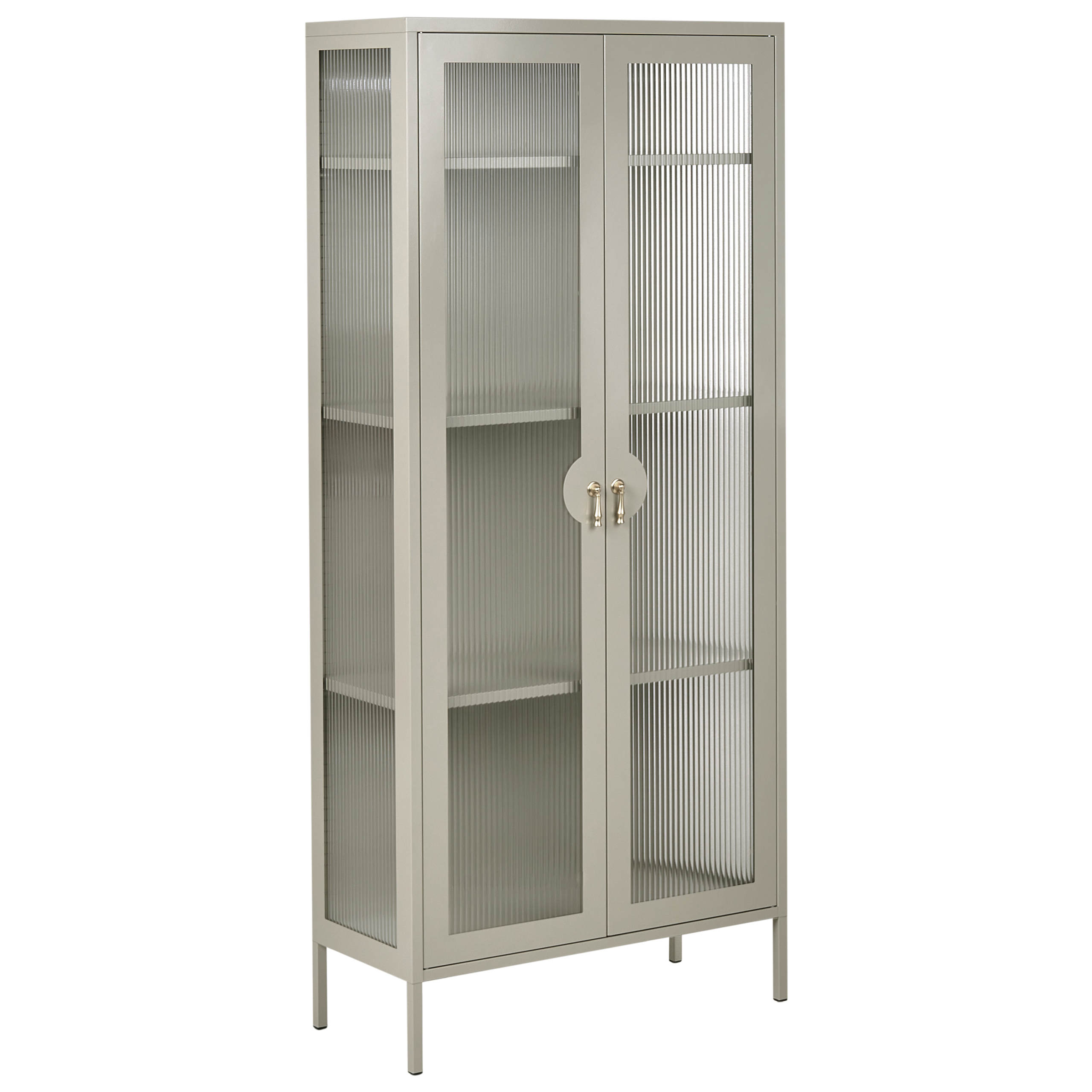 Vitrinskåp i glas GLEORA Metall Ljusbeige