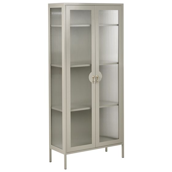 Vitrinskåp i glas GLEORA Metall Ljusbeige