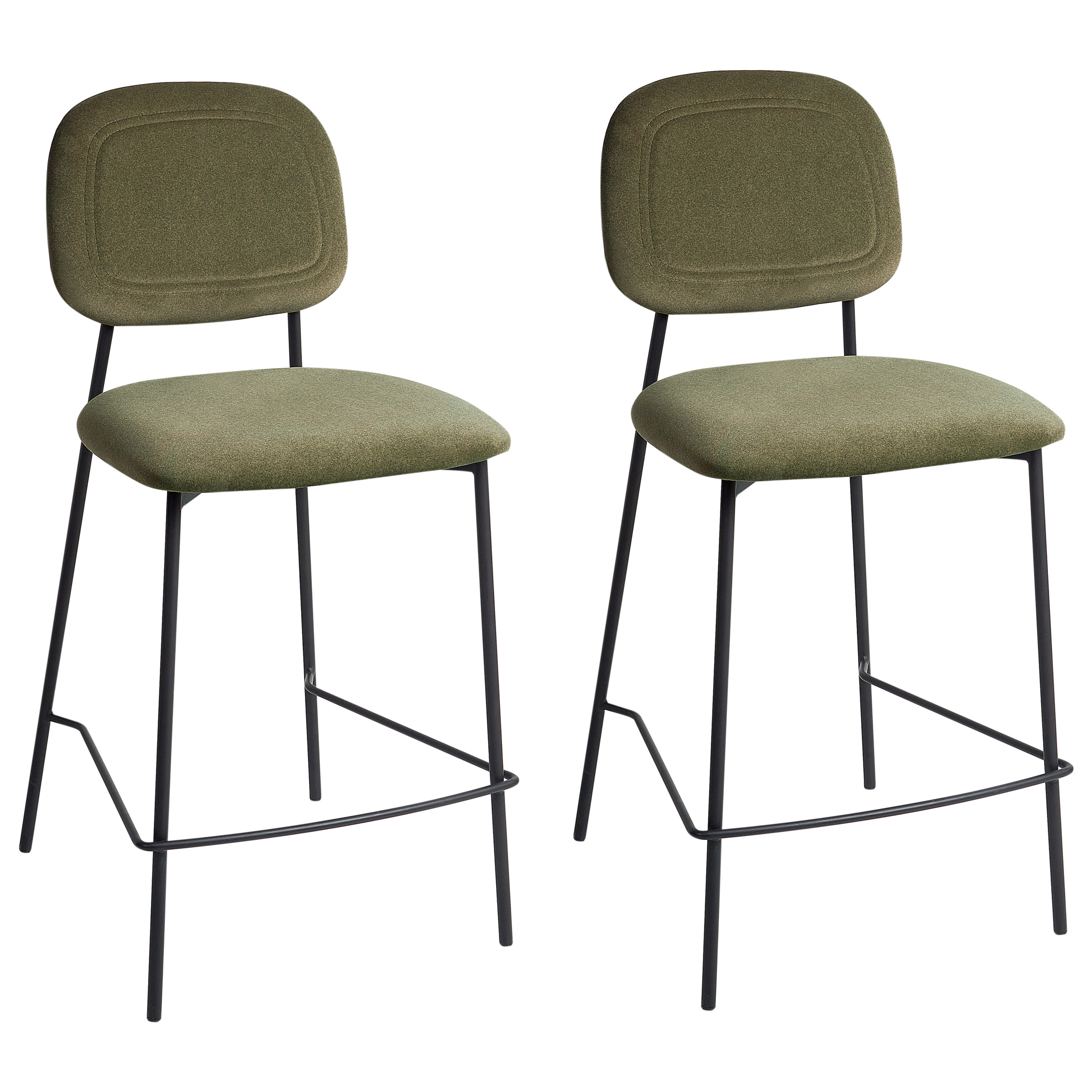 Set med 2 barstolar DUETTE Sammet Olivgrön