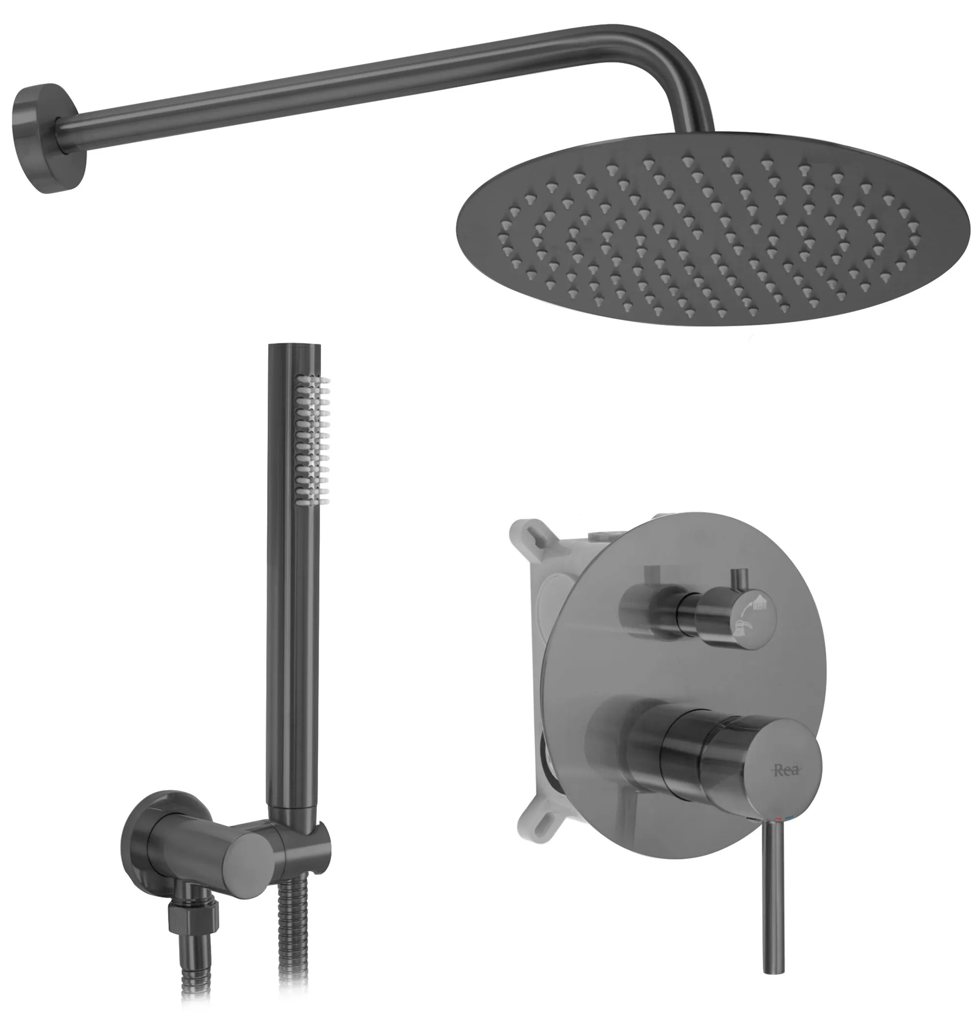 REA Inbyggt Duschset lungo Titan, 36x16x8cm