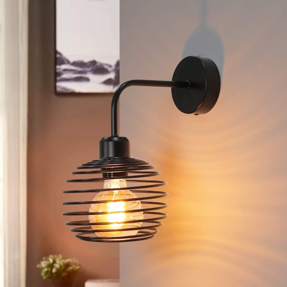 NETTLIFE Vintage - vägglampa, inomhuslampa, retro - vägglampa, svart, halllampa, E27