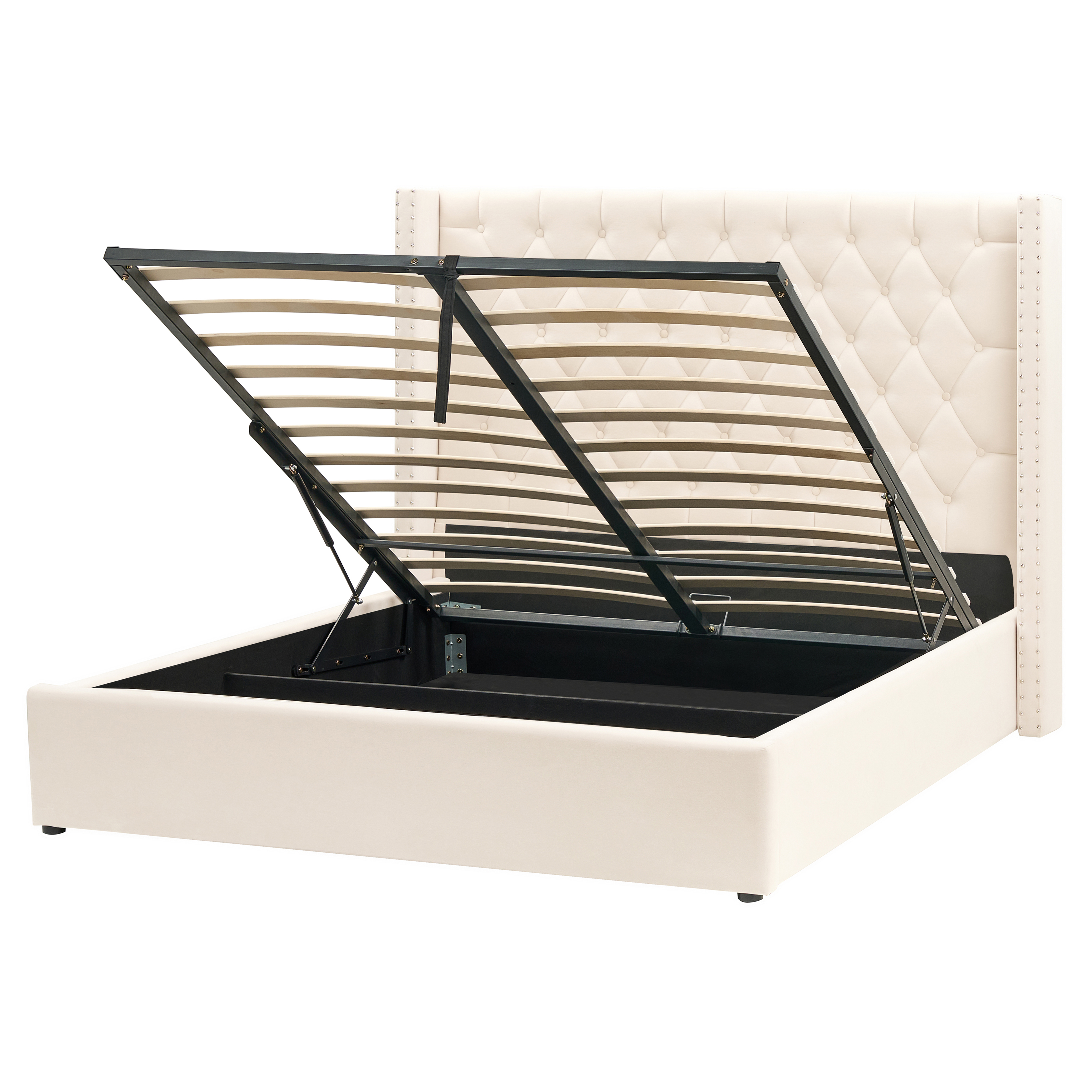 Säng med förvaring LUBBON Sammet Off-White 160 x 200 cm