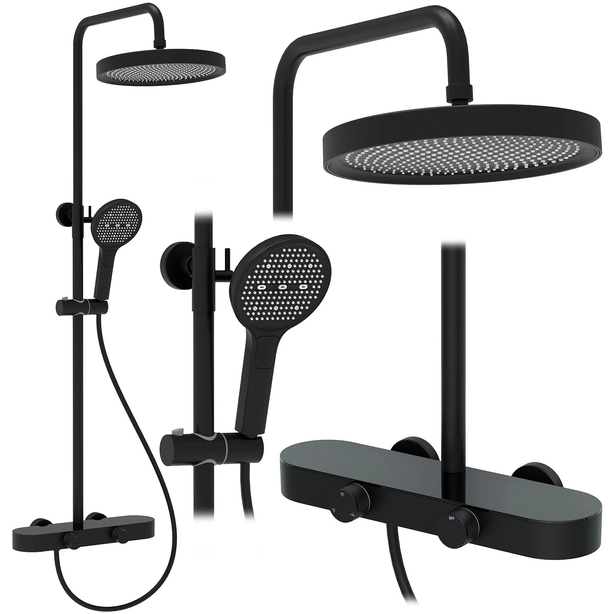 REA Duschset Creo Svart, 37x15,5x128cm