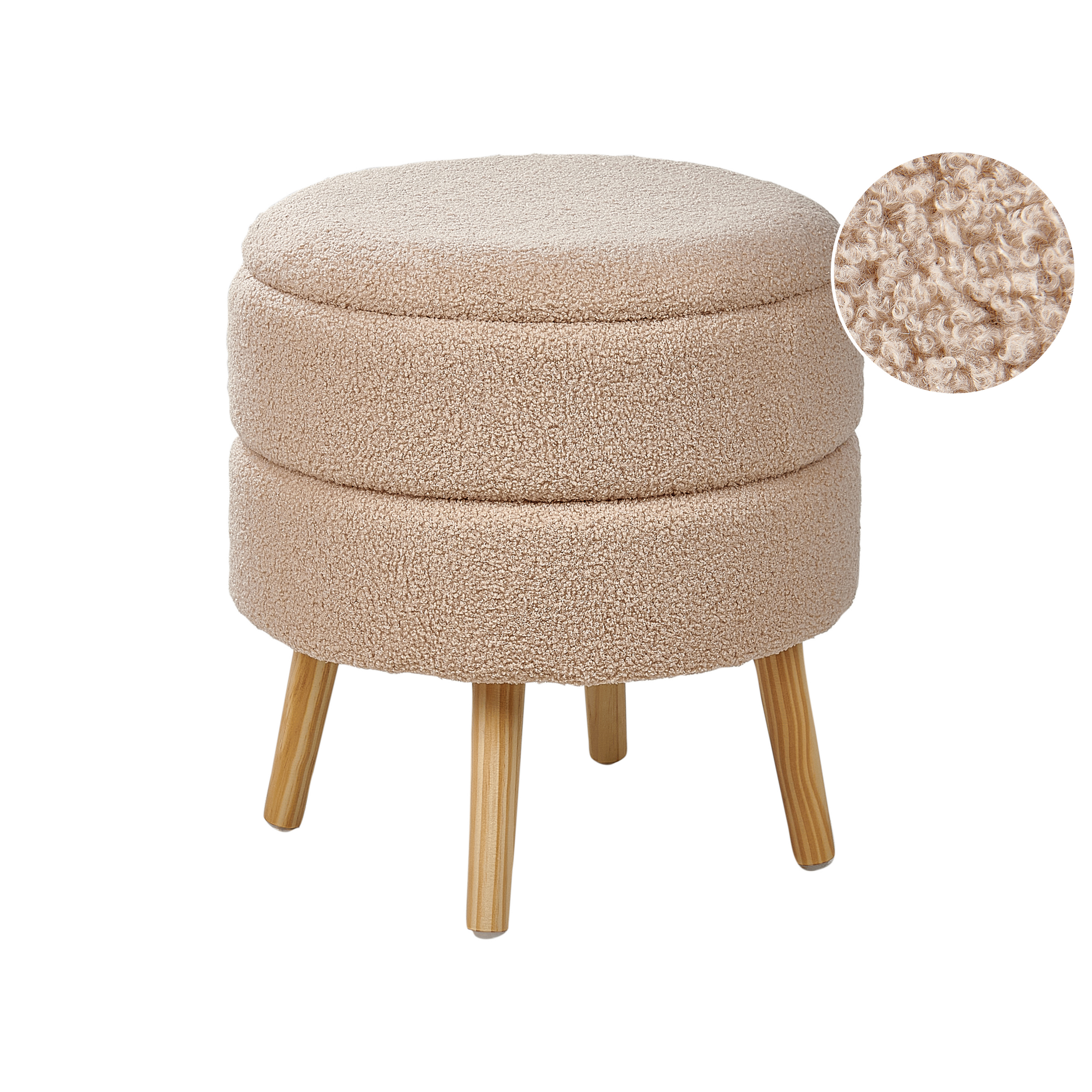 Förvaringspall OKATON Bouclé Beige
