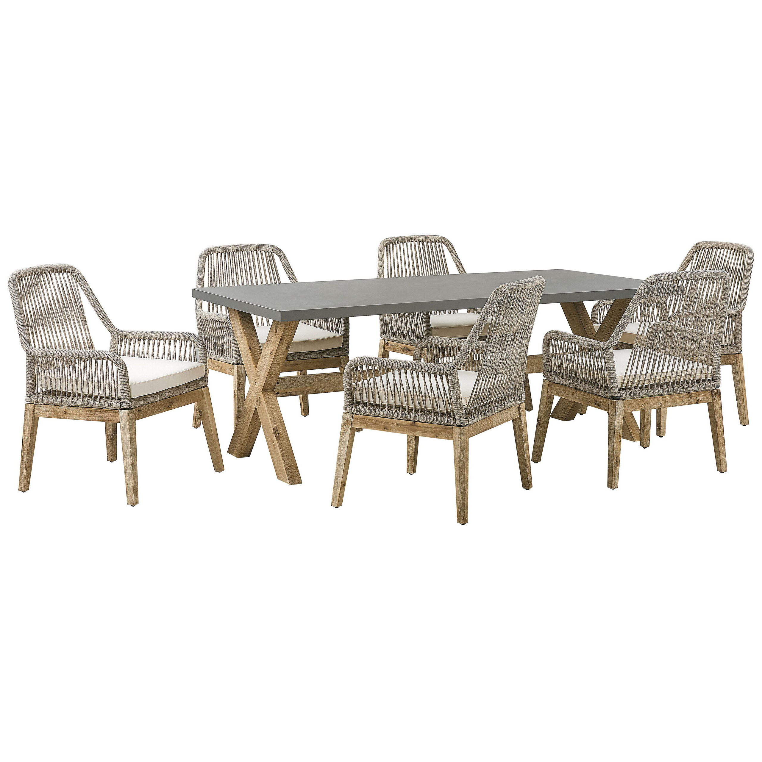 Trädgårdsmatgrupp 6-sits OLBIA med kuddar Beige