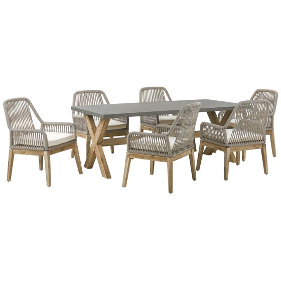 Trädgårdsmatgrupp 6-sits OLBIA med kuddar Beige