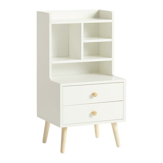 SoBuy Nattduksbord med 2 lådor, Soffbord, Sidobord, Sängbord, FBT100-W
