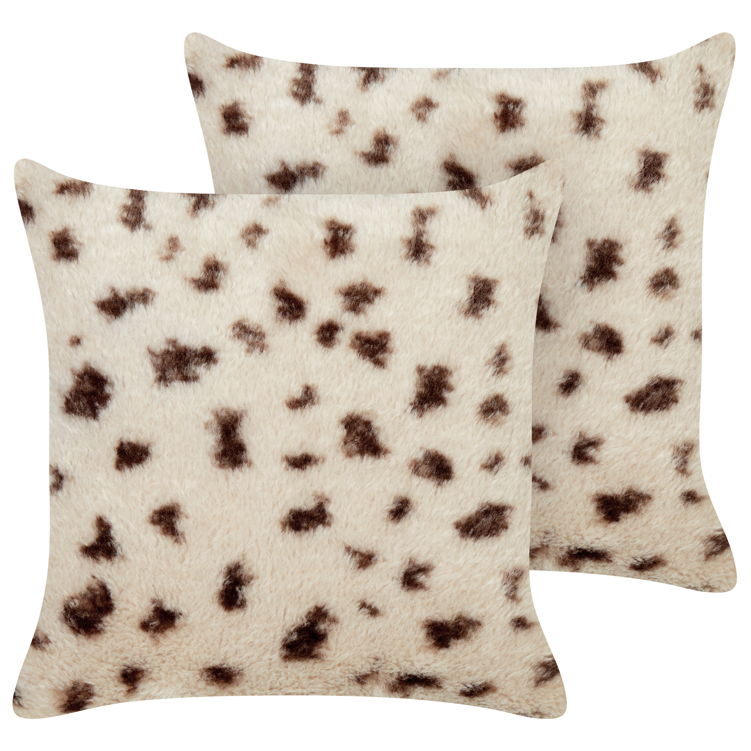 Set med 2 prydnadskuddar KASRA 45 x 45 cm Fuskpäls Ljusbeige Abstrakt tryck