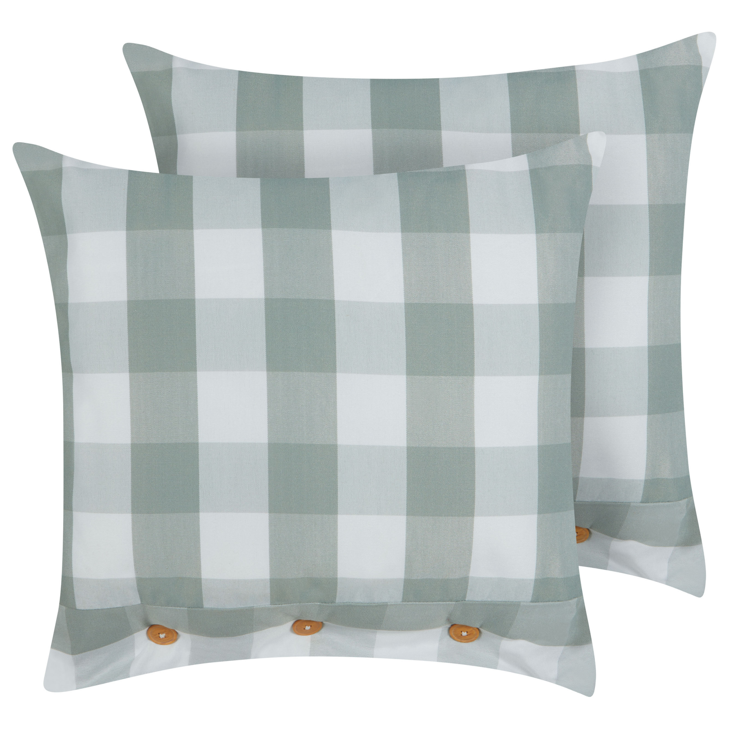 Set med 2 prydnadskuddar TAMNINE 45 x 45 cm Mintgrön Rutigt tryck