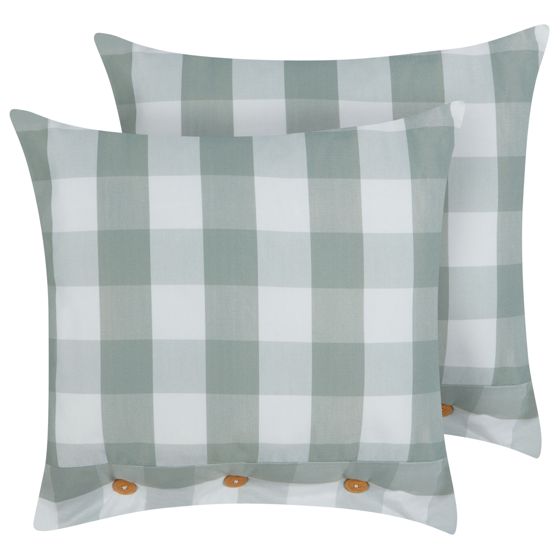 Set med 2 prydnadskuddar TAMNINE 45 x 45 cm Mintgrön Rutigt tryck
