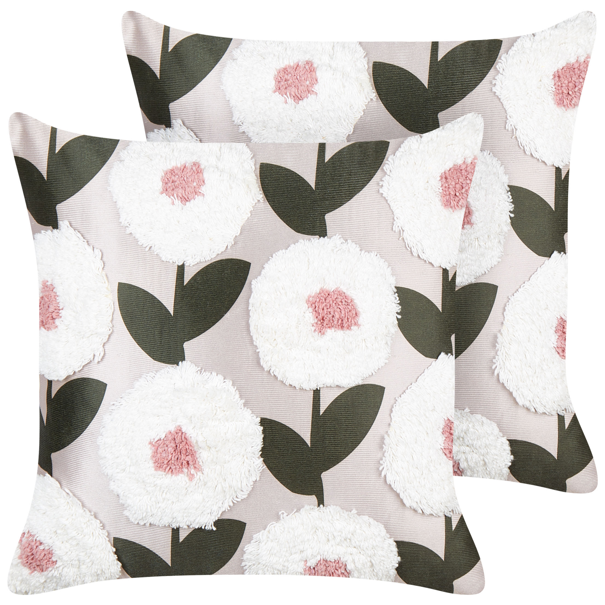 Set med 2 prydnadskuddar KUNRI 45 x 45 cm Bomull Flerfärgad Blommigt tryck