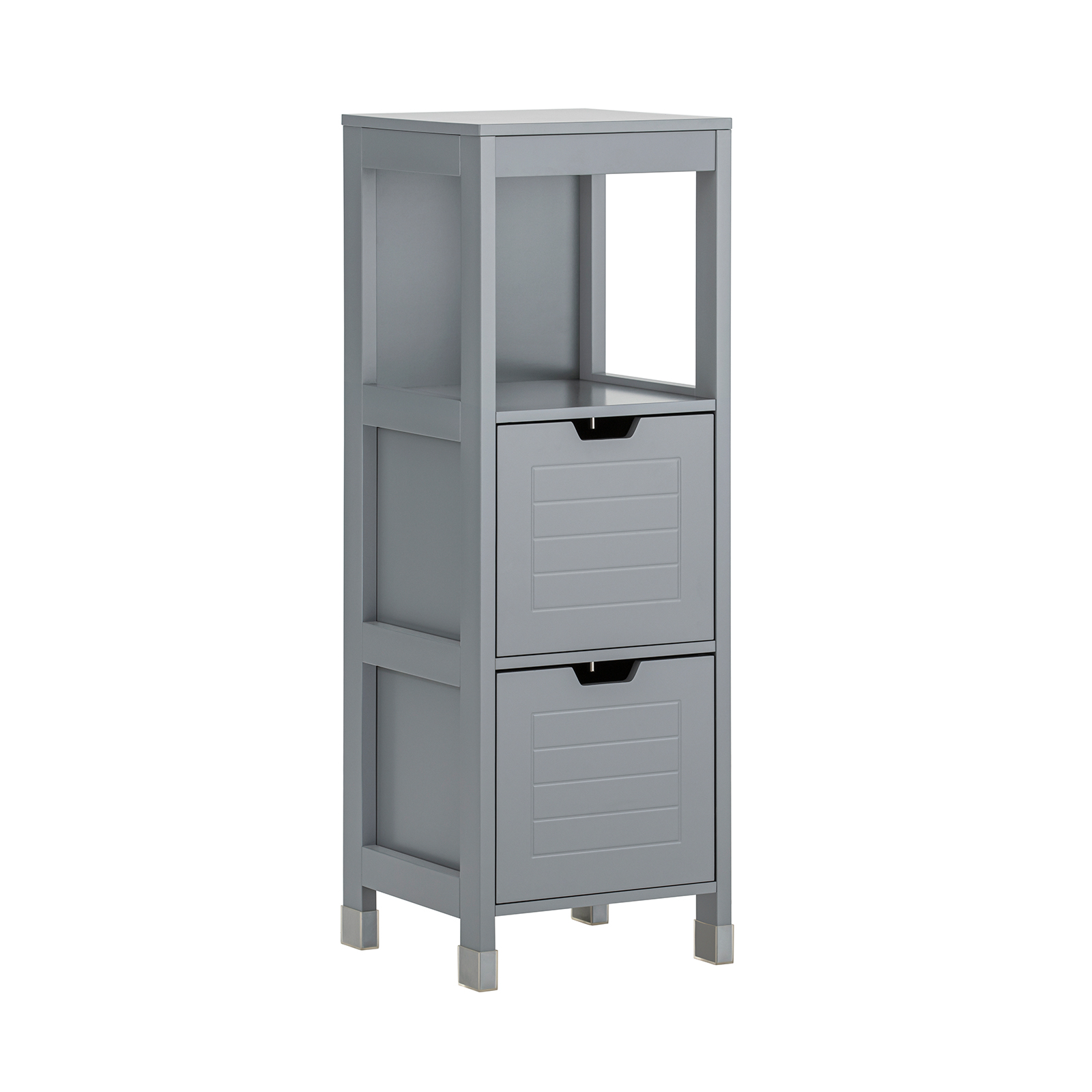 SoBuy Badrumsskåp – Smal Förvaringsenhet med 2 Lådor – Kompakt Förvaringsskåp för Toalett och Små Utrymmen i Trä, Stilfullt Badrumsmöbel, Grå, 30x89x30 cm, FRG127-SG