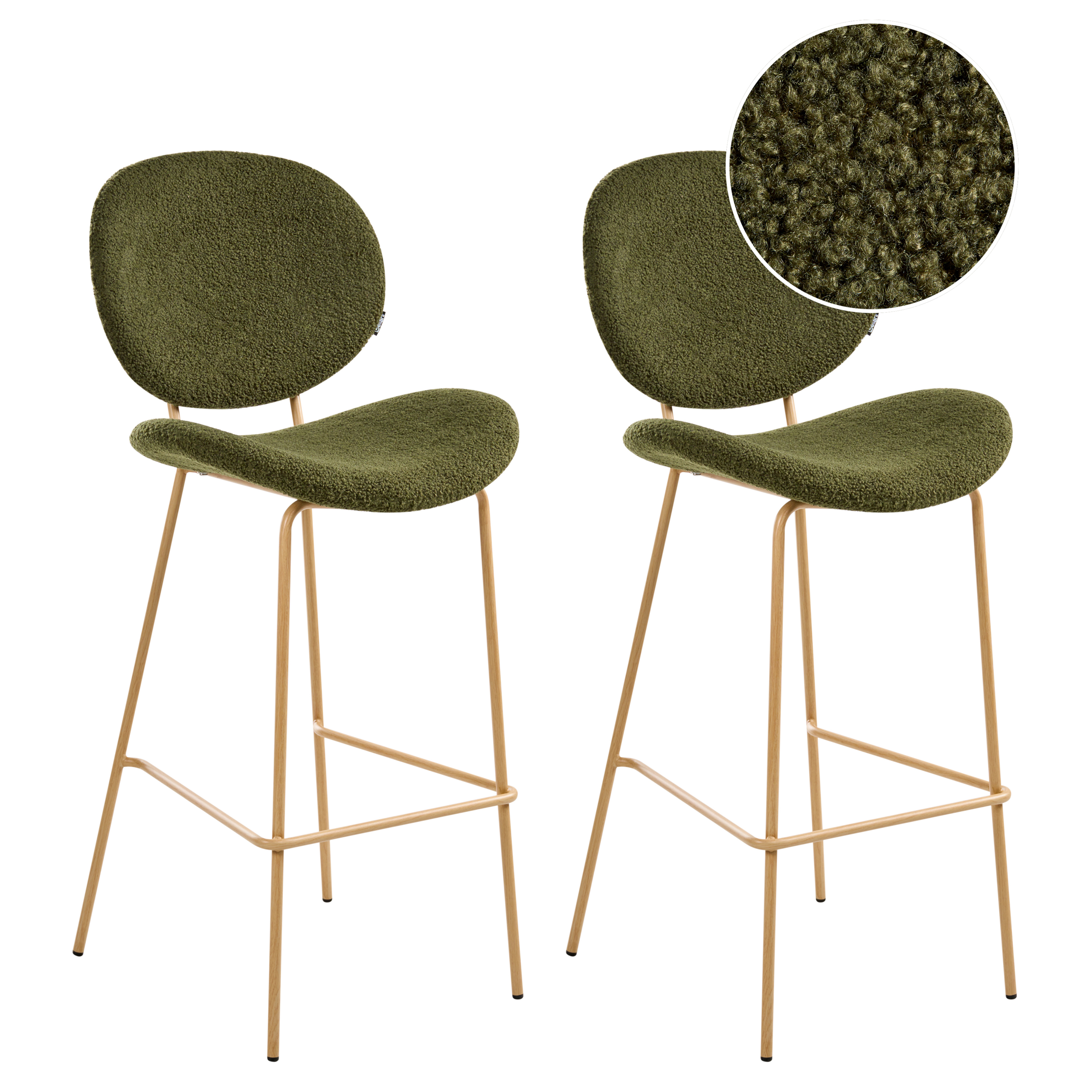 Set med 2 barstolar LUANA Bouclé Mörkgrön
