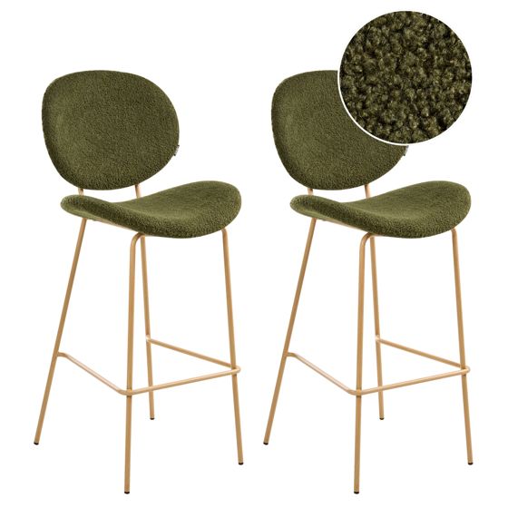 Set med 2 barstolar LUANA Bouclé Mörkgrön