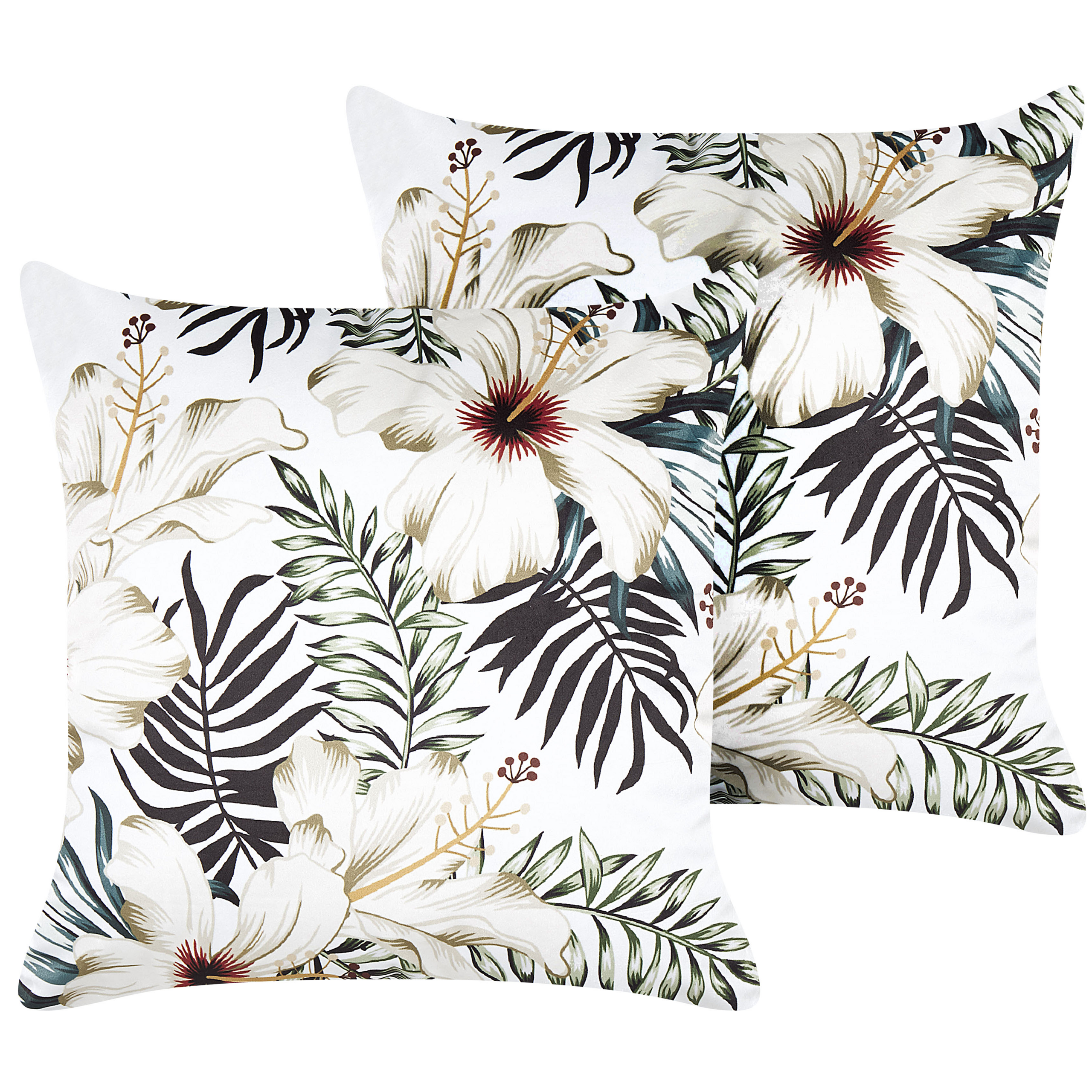 Set med 2 prydnadskuddar OKRA 45 x 45 cm Sammet Flerfärgad Växtmotiv