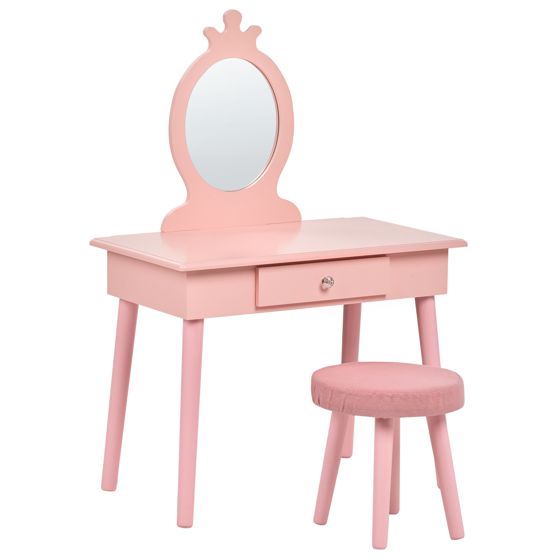 Sminkbord för barn med pall MARGIE Rosa
