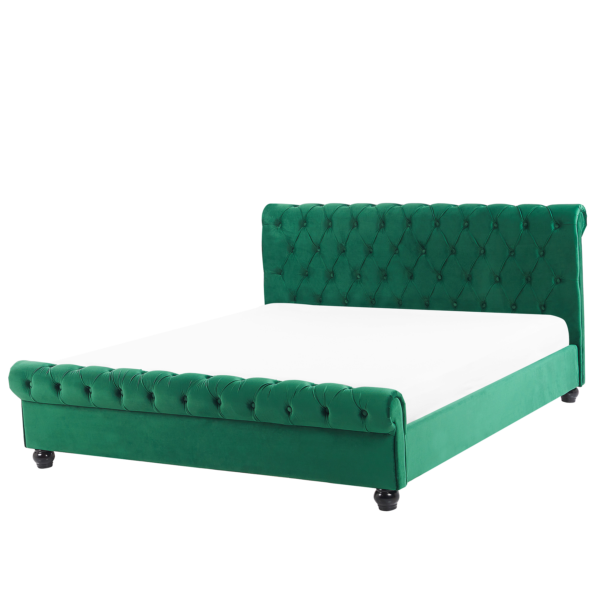Säng med lamellram Sammet AVALLON 160 x 200 cm Smaragdgrön