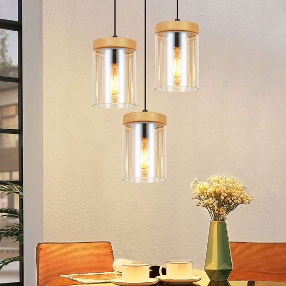 NETTLIFE Matbordslampa, 3 lågor, vintage - glas, E27, vardagsrumslampa