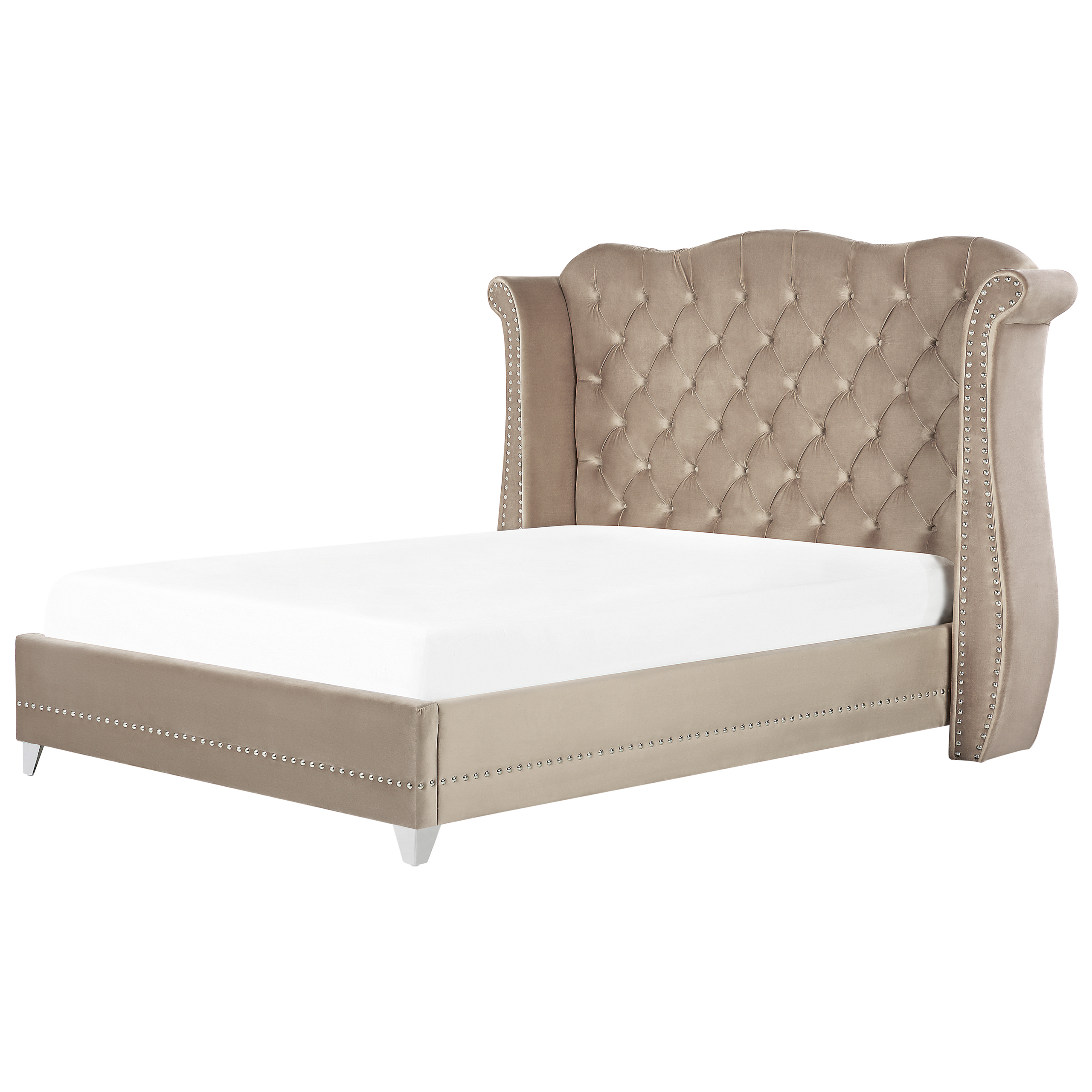 Säng med lamellram Sammet AYETTE 180 x 200 cm Taupe
